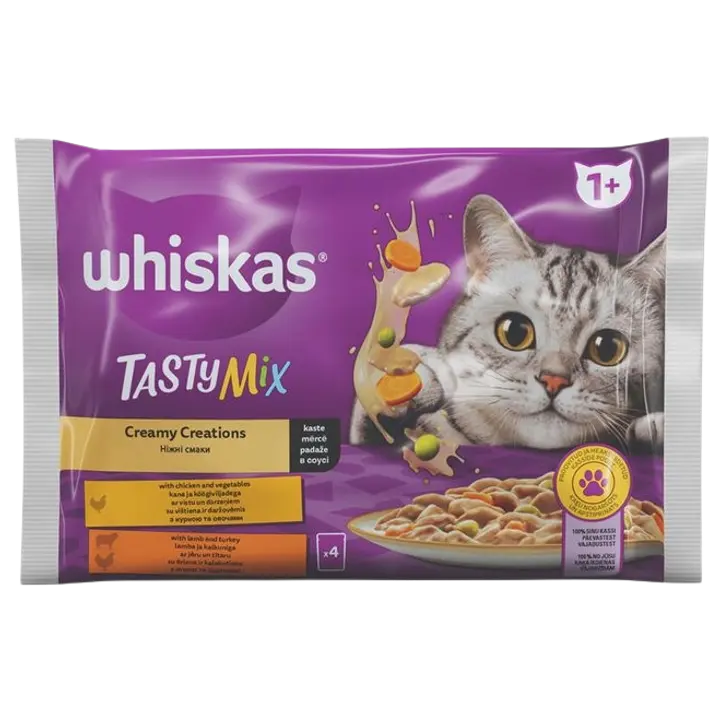 Märgtoit WHISKAS 4-pakk Tasty Mix kana+köögivili, lammas+kalkun 340g