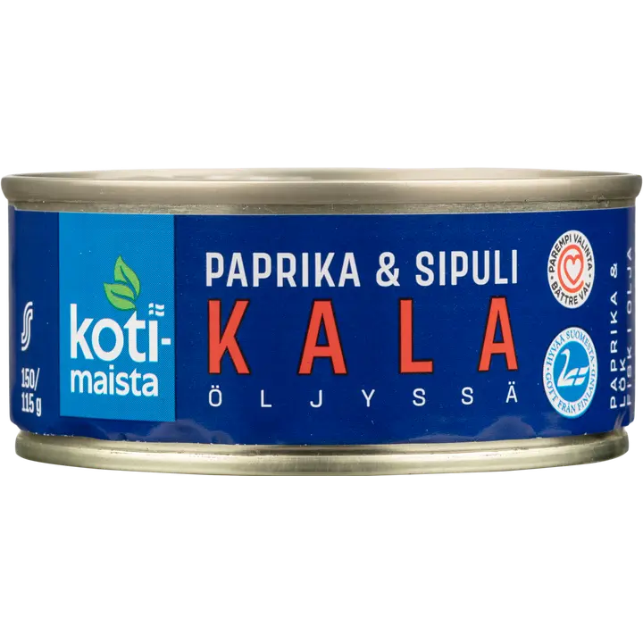 Kotimaista kala öljyssä paprika & sipuli 150 g/115 g