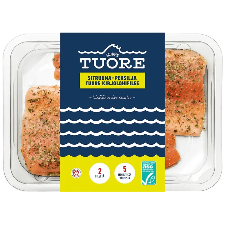 Saimaan Tuore Maustettu ASC Kirjolohifilee Sitruuna-Persilja 2kpl/310g