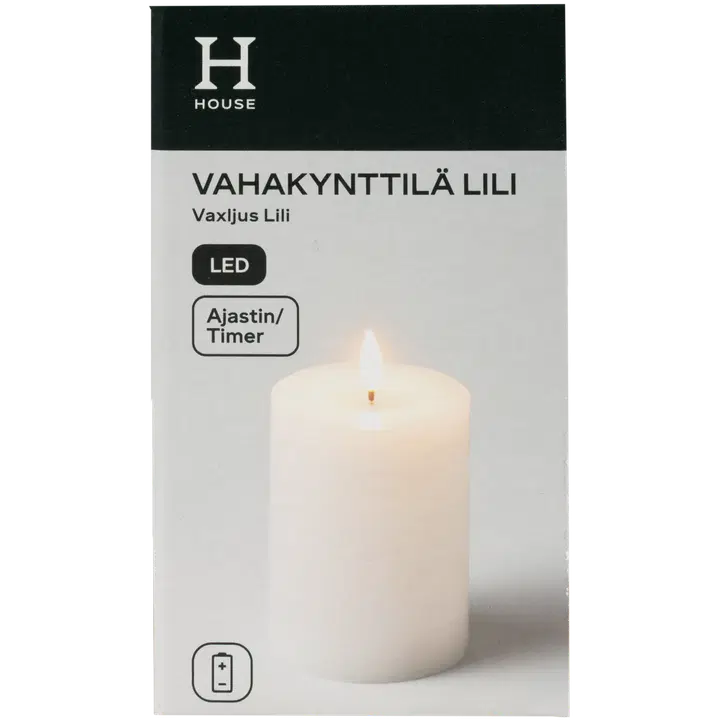 House Led-vaxljus Lili 10 cm, vit