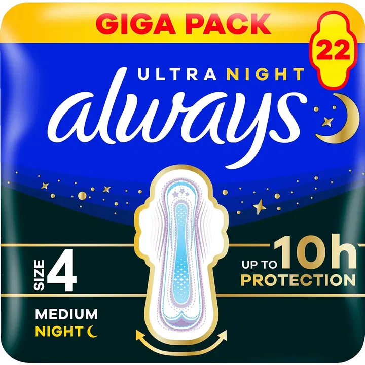 Always 22kpl Ultra Secure Night 4 siivekkeillä terveysside