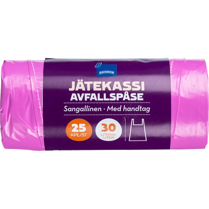 Rainbow jätekassi 30l värillinen 25kpl