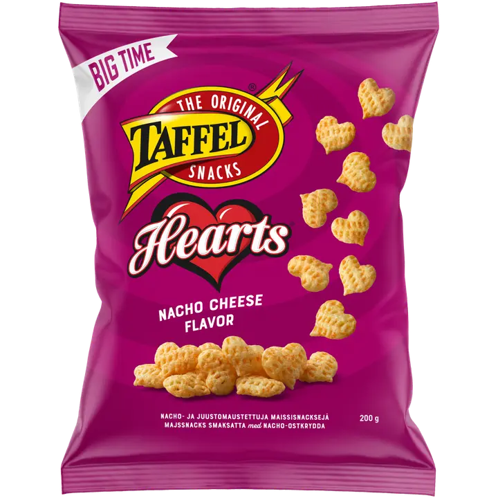 Taffel Hearts maisisnäkid nacho-juustumaitselised 200g