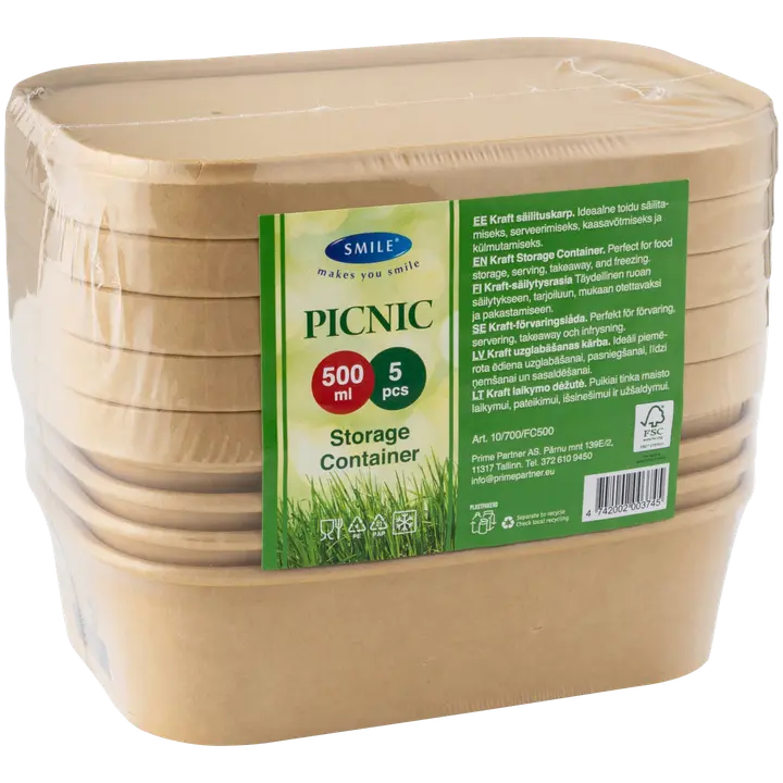 500 ml Kraft Bowl ja paperikansi - 5 kpl