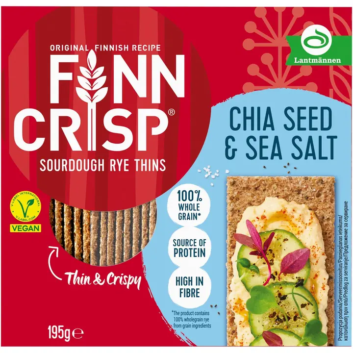 Finn crisp tšiiaseemnete ja meresoolaga õhukesed näkileivad 195g