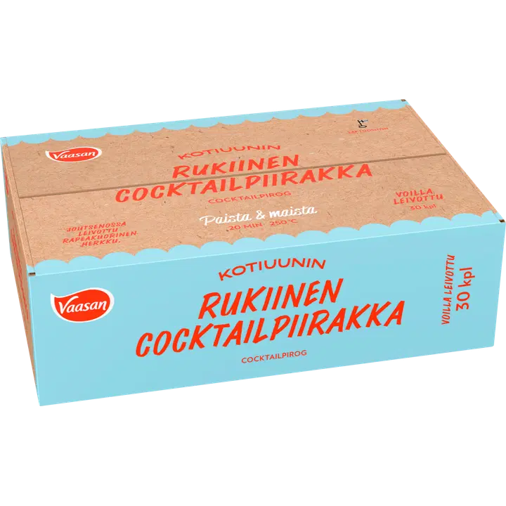 Vaasan Kotiuunin Rukiinen Paistovalmis Cocktailpiirakka 30x40g
pakaste