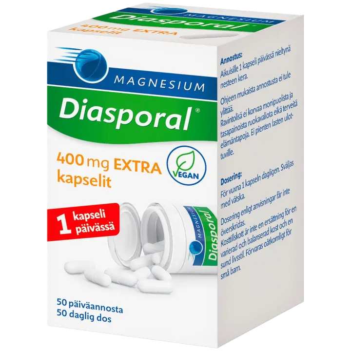 Diasporal magnesium kapseli 400mg Extra ravintolisä 41g/50kaps
