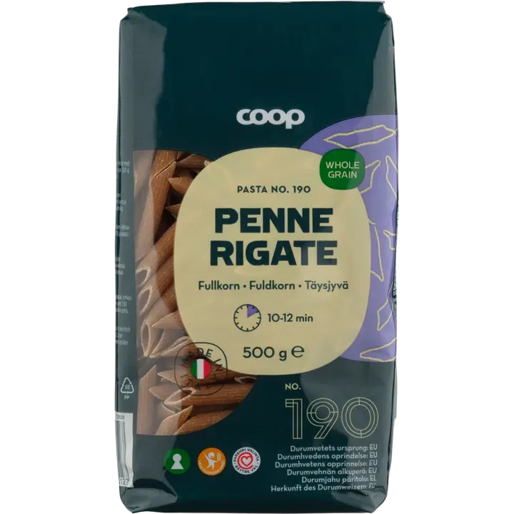 Coop Penne Rigate täysjyväpasta 500 g