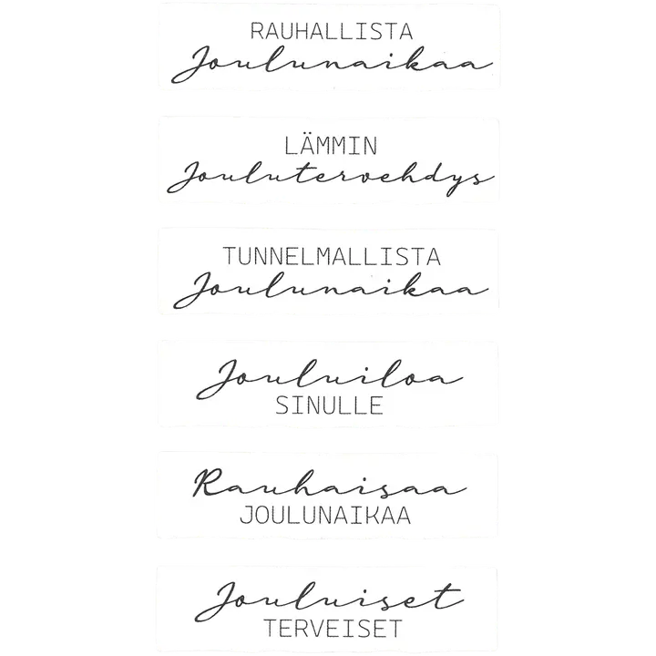 J.K. Primeco tekstitarra Joulutervehdykset musta 2ark