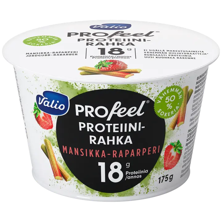 Valio PROfeel® proteiinirahka 175 g mansikka-raparperi vähemmän hiilihydraatteja laktoositon