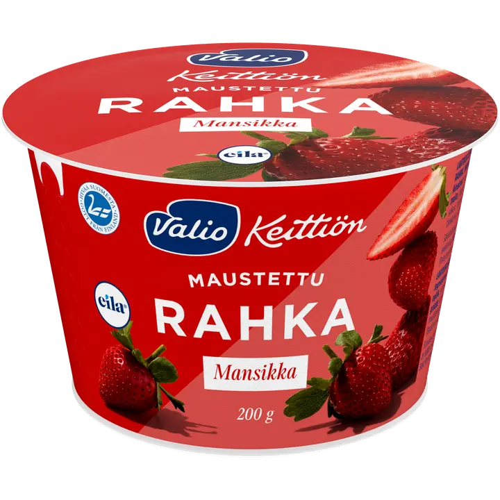 Valio Keittiön maustettu rahka 200 g mansikka laktoositon