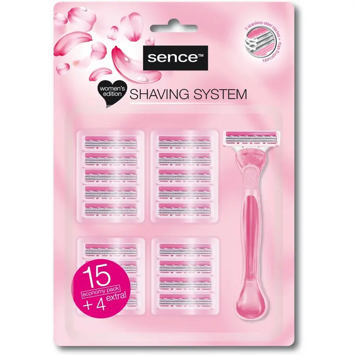 Sencebeauty ihonkarvanpoistohöylä 15+4 kolmoisterä
