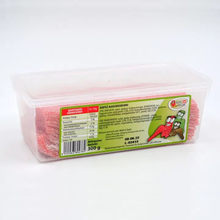 King Regal kirpeä mansikkaremmi 300g