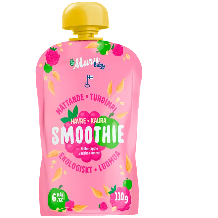 Muru Baby Luomusmoothie vadelma omena kaura alk 6kk 110g