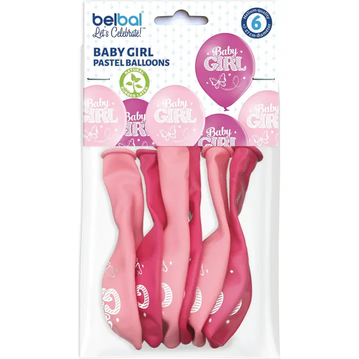 Ilmapallokeskus ekoilmapallo Baby Girl 6 kpl