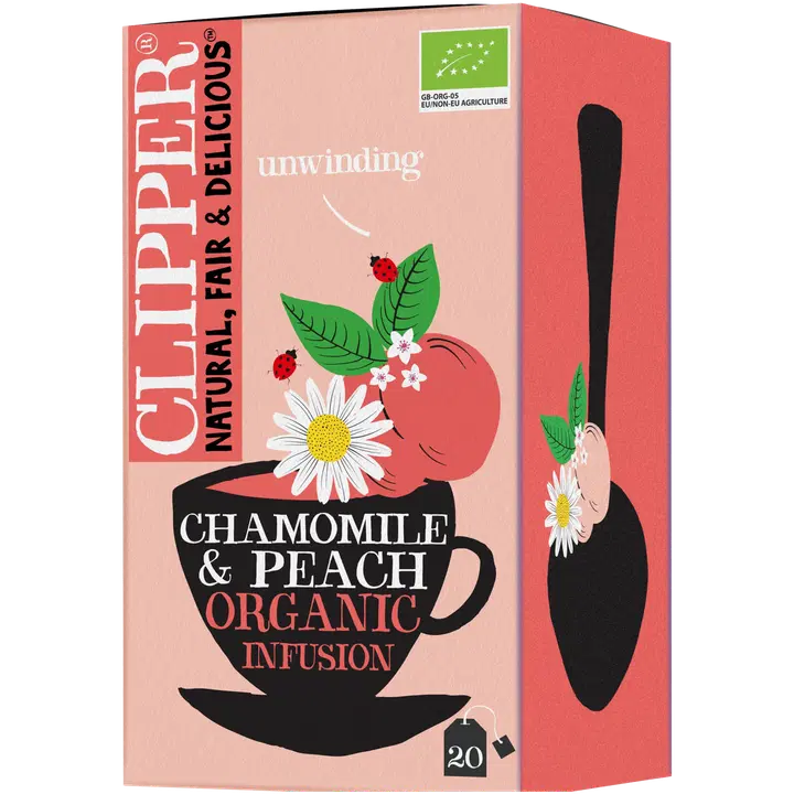 Clipper Luomu Yrttihauduke, kamomilla & persikka 20ps / 30g