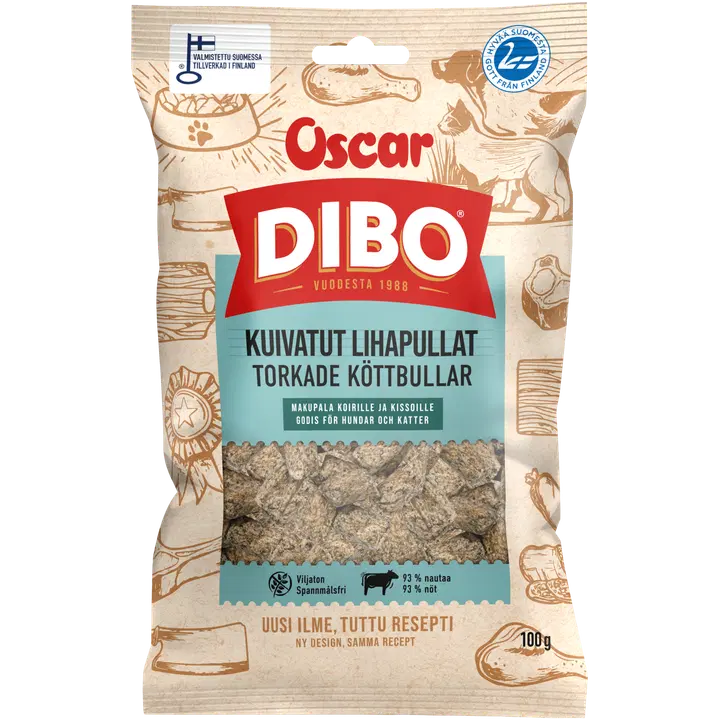 DIBO Kuivatut lihapullat koirille ja kissoille 100 g