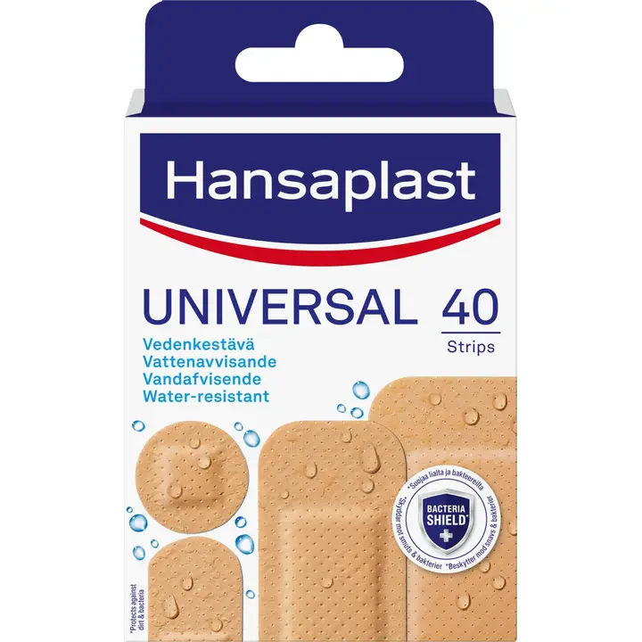 Hansaplast 40kpl Universal vedenkestävä laastari, 4 kokoa