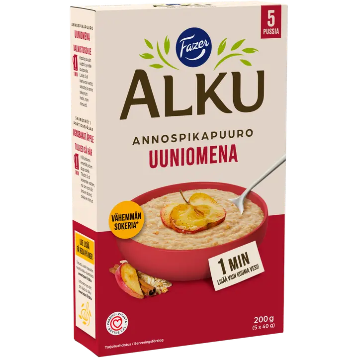 Fazer Alku õuna-kaneeli-kaera-kiirpudruportsjonid 5 × 40 g