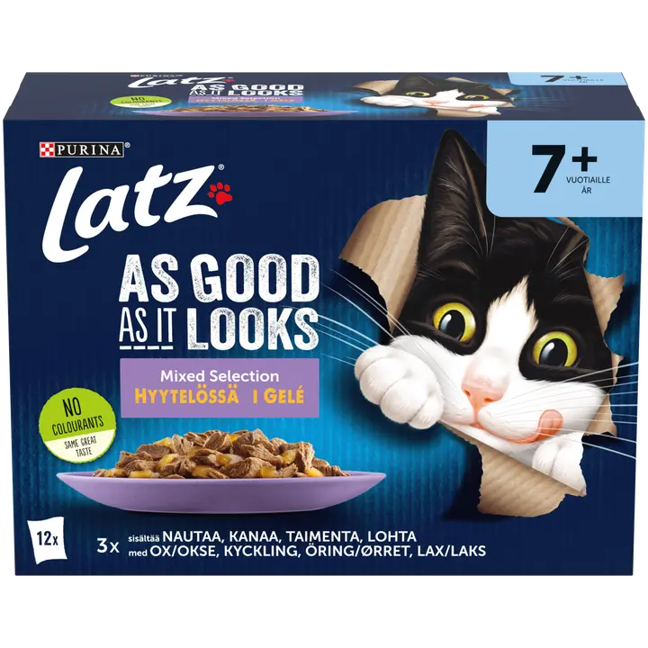 Latz 12x85g AGAIL Senior Mixed lajitelma hyytelössä 4 varianttia kissanruoka