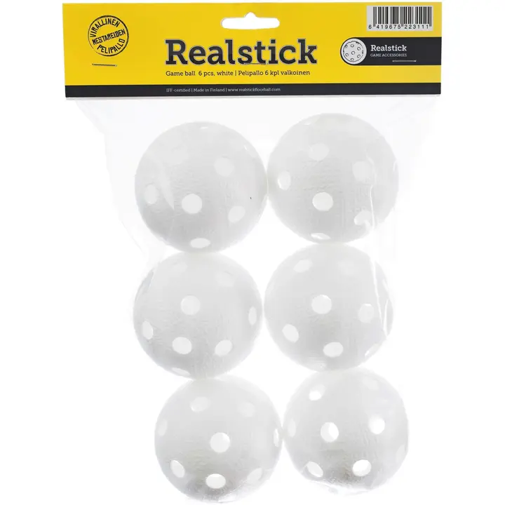 Realstick salibandypallo 6 kpl valkoinen