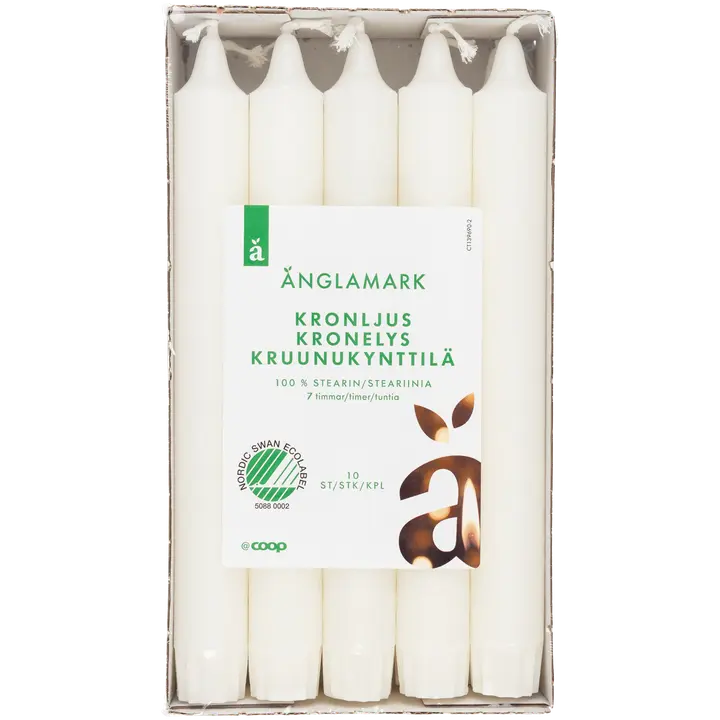 Änglamark kruunukynttilä 20 cm 10 kpl valkoinen