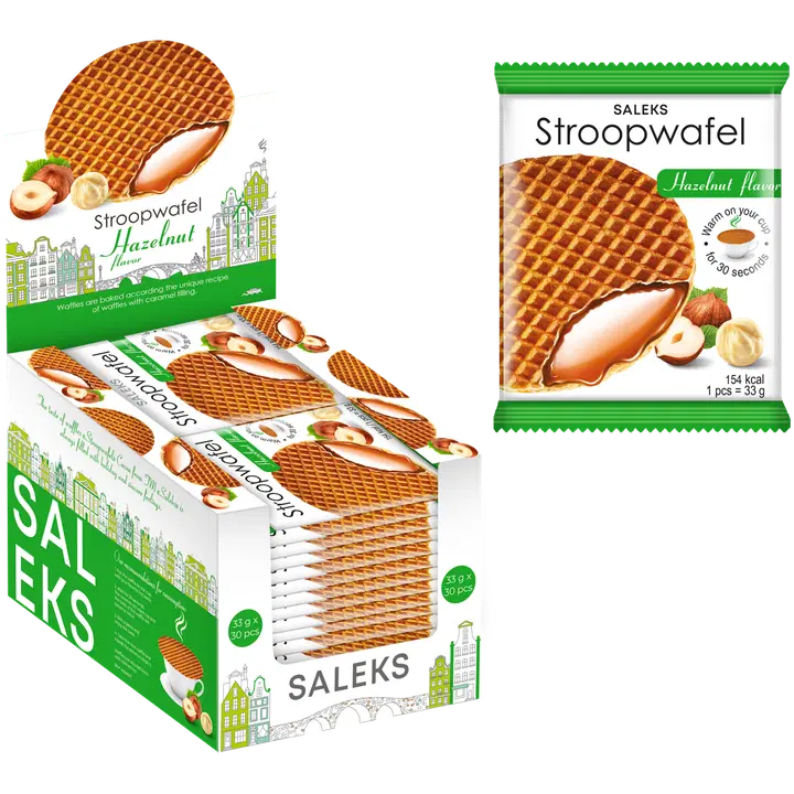Saleks vahvel stroopwafel karamelli & pähkli 33g