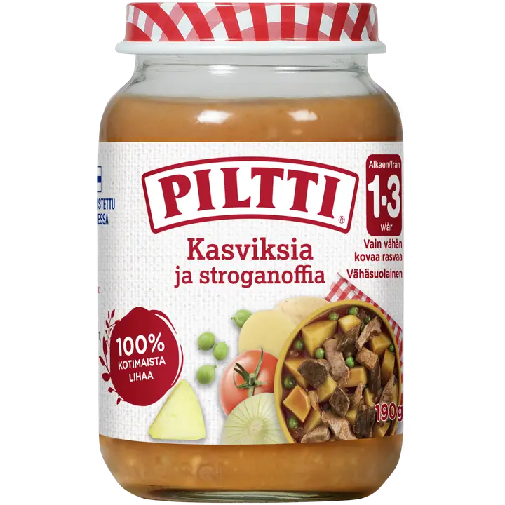 PILTTI 190g Kasviksia ja stroganoffia lastenateria 1-3v