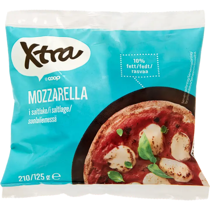 Xtra mozzarellajuusto 210/125g 10% rasvaa