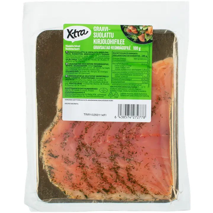 Extra graavi kirjolohifilee viipaloitu 100g
