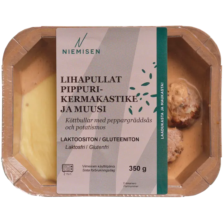 Niemisen Lihapullat pippurikermakastike ja muusi 350g
