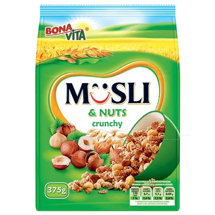 Bona vita krõbe müsli mee ja pähkli 375 g