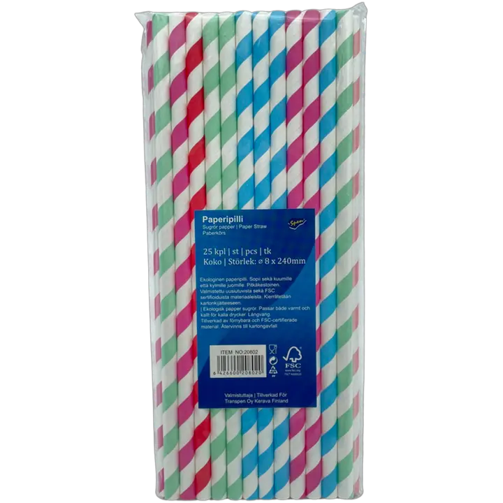 Spen paperipilli 25 kpl 8x240mm värilajitelma