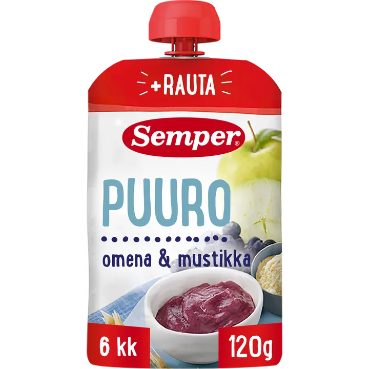 Semper Puuro Omena & mustikka 6kk käyttövalmis lastenpuuro 120g