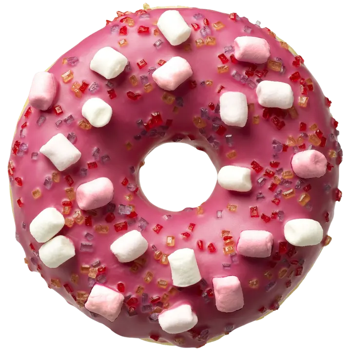 Donut Worry Be Happy mansikanmakuinen vaahtokarkki donitsi 58g