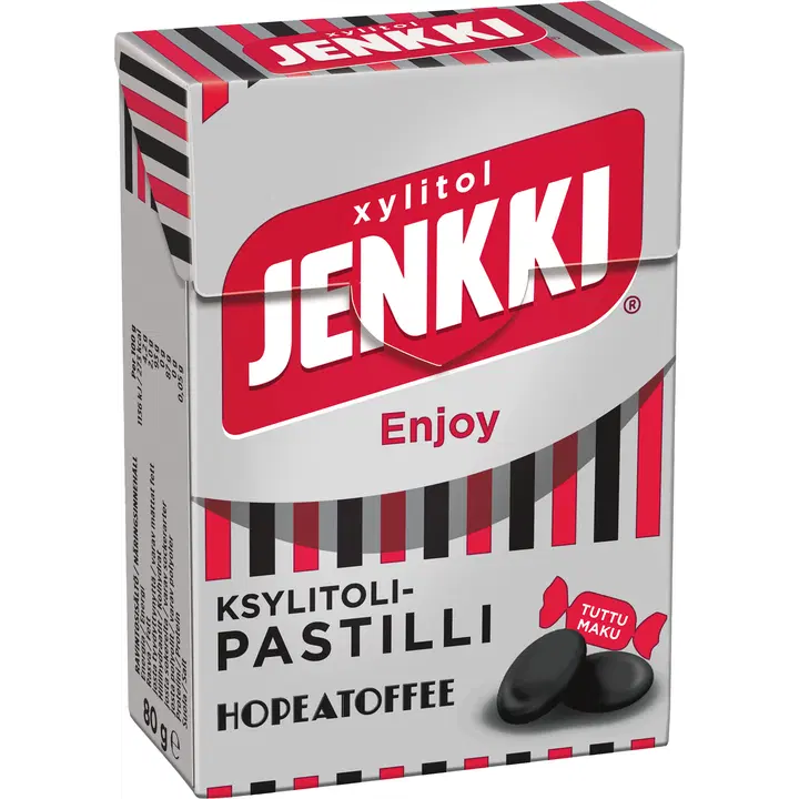Jenkki Enjoy Hopeatoffee ksylitolipastilli 80g