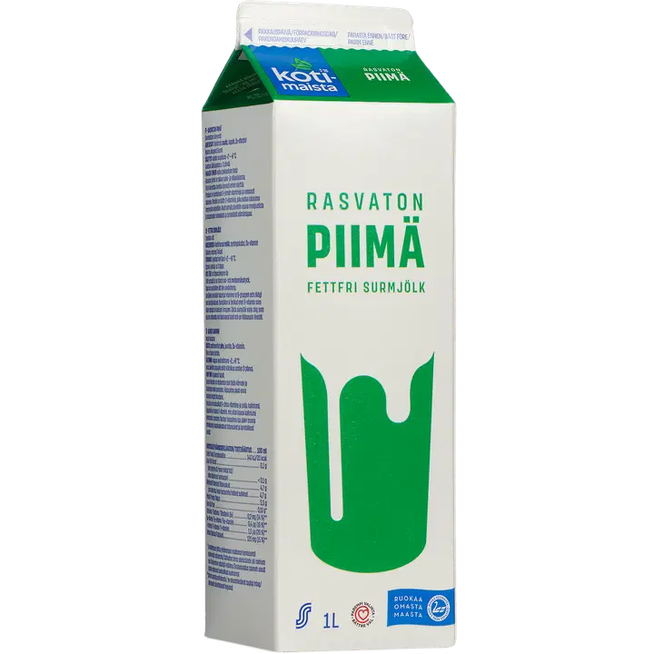 Kotimaista rasvaton piimä 1l