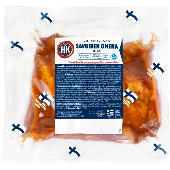 HK Viljaporsaan ribs Savuinen omena n600g