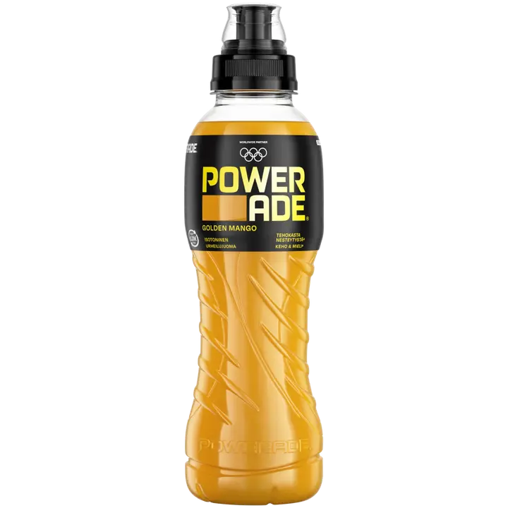 Powerade Golden Mango urheilujuoma muovipullo 0.5 L