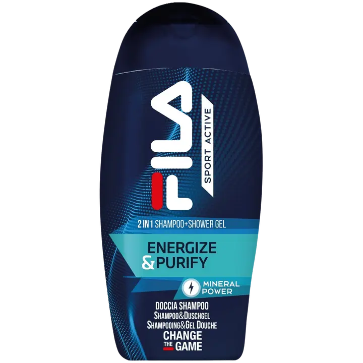 FILA 2IN1 Suihkusaippua & shampoo energisoi ja syväpuhdistaa, miehille 250 ml