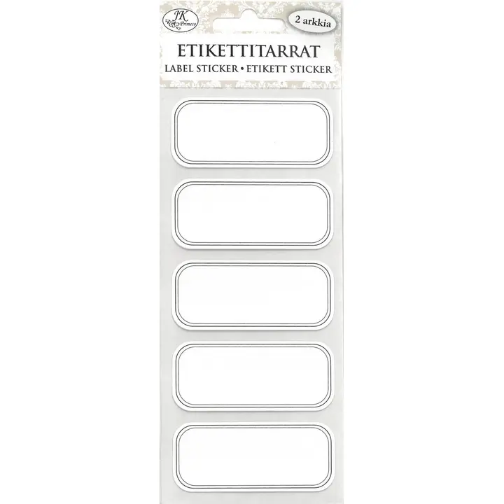 J.K. Primeco Etikettitarra kapea Kehys valkoinen 2ark