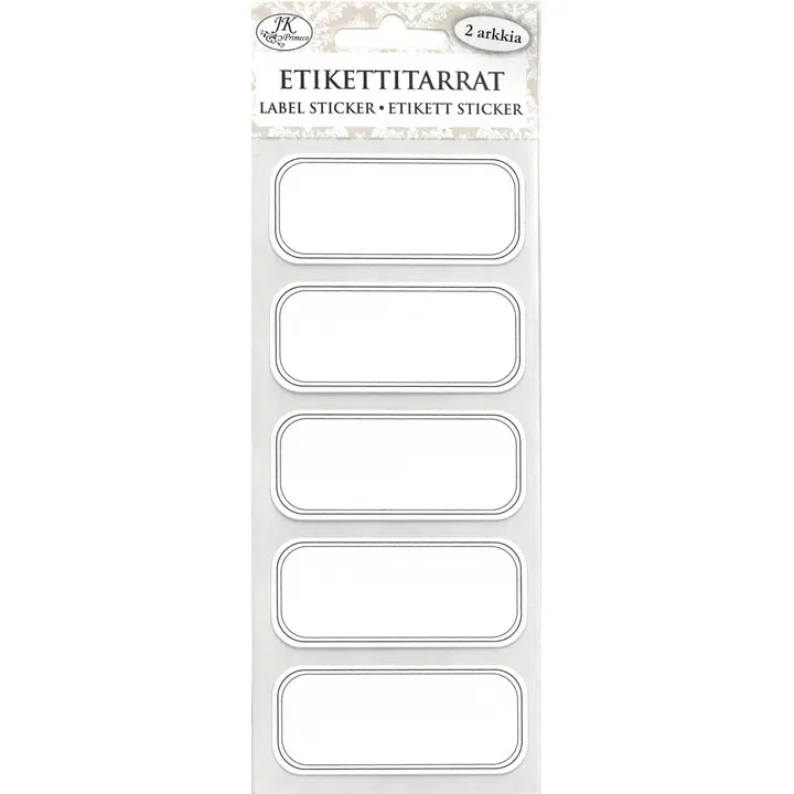 J.K. Primeco Etikettitarra kapea Kehys valkoinen 2ark