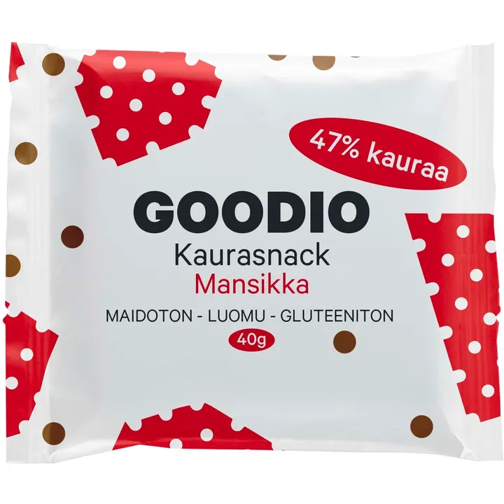 Goodio 40g Luomu Oat Bites Snack Bar Mansikka