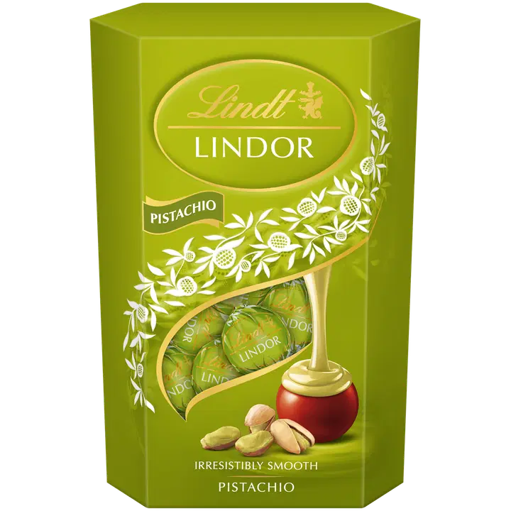 Lindt LINDOR Maitosuklaa pehmeällä pistaasitäytteellä 200g