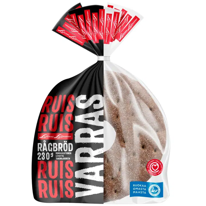 Leivon Leipomo Ruisvarras 230g ruisleipä halkaistu