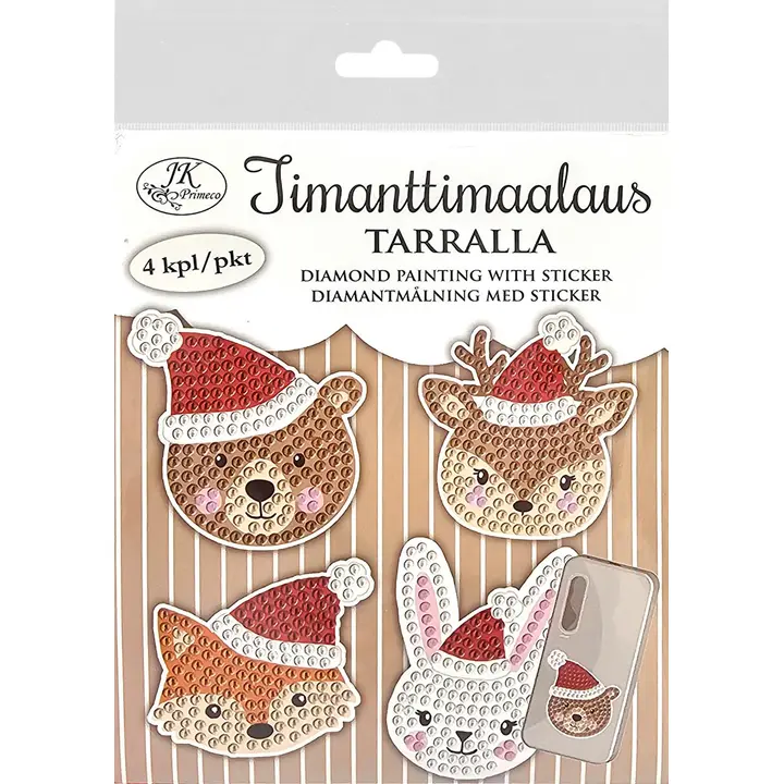 J.K. Primeco timanttimaalaustarra Joulueläimet 4kpl