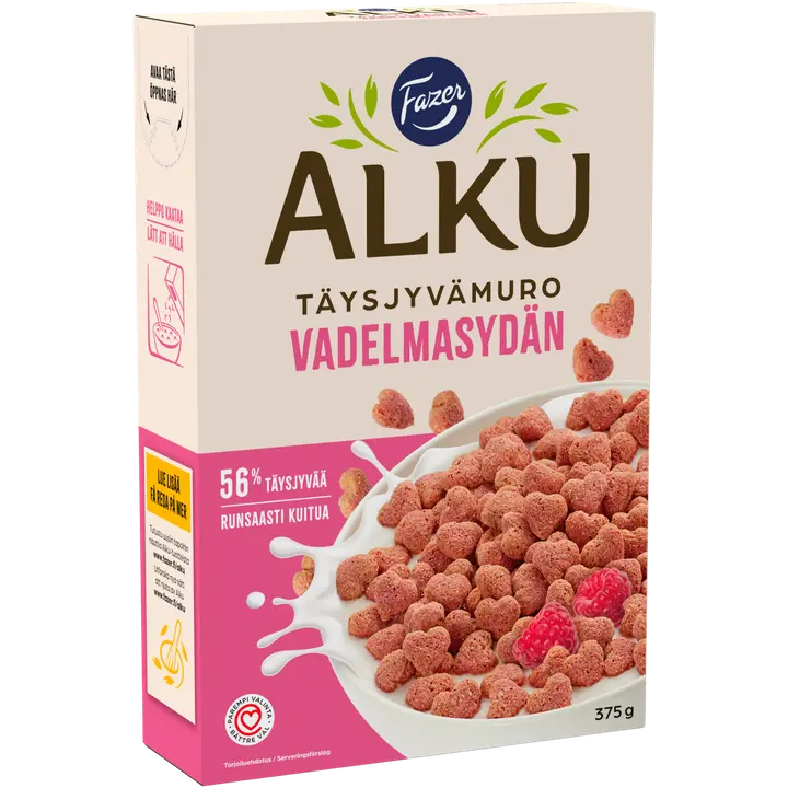 Fazer Alku Vadelmasydän täysjyvämuro 375 g