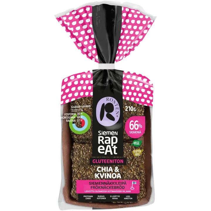 Rosten Siemenrapeat gluteeniton chia&kvinoa siemennäkkileipä 10kpl 210g