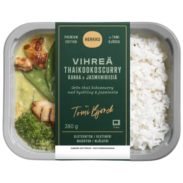 Herkku Vihreä thaikookoscurry kanaa & jasmiiniriisiä 380g