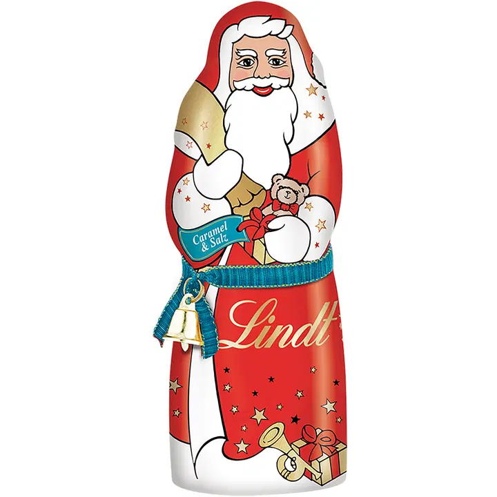 Lindt SANTA Claus Joulupukki maitosuklaakuvio suolakaramellilla 125g